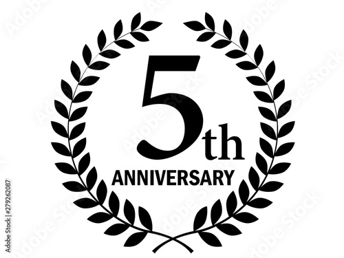 月桂樹をモチーフにしたアニバーサリーのロゴ＿5周年・月桂冠　 5th　Anniversary