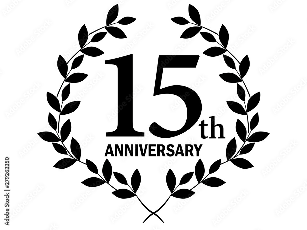 月桂樹をモチーフにしたアニバーサリーのロゴ 15周年 月桂冠 15th Anniversary Stock Vektorgrafik Adobe Stock