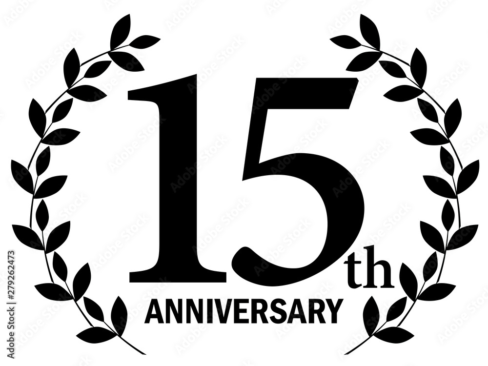 月桂樹をモチーフにしたアニバーサリーのロゴ 15周年 月桂冠 15th Anniversary Stock Vector Adobe Stock