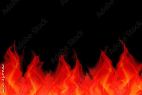 Illustration of flame. black background. 炎のイラスト 黒背景 