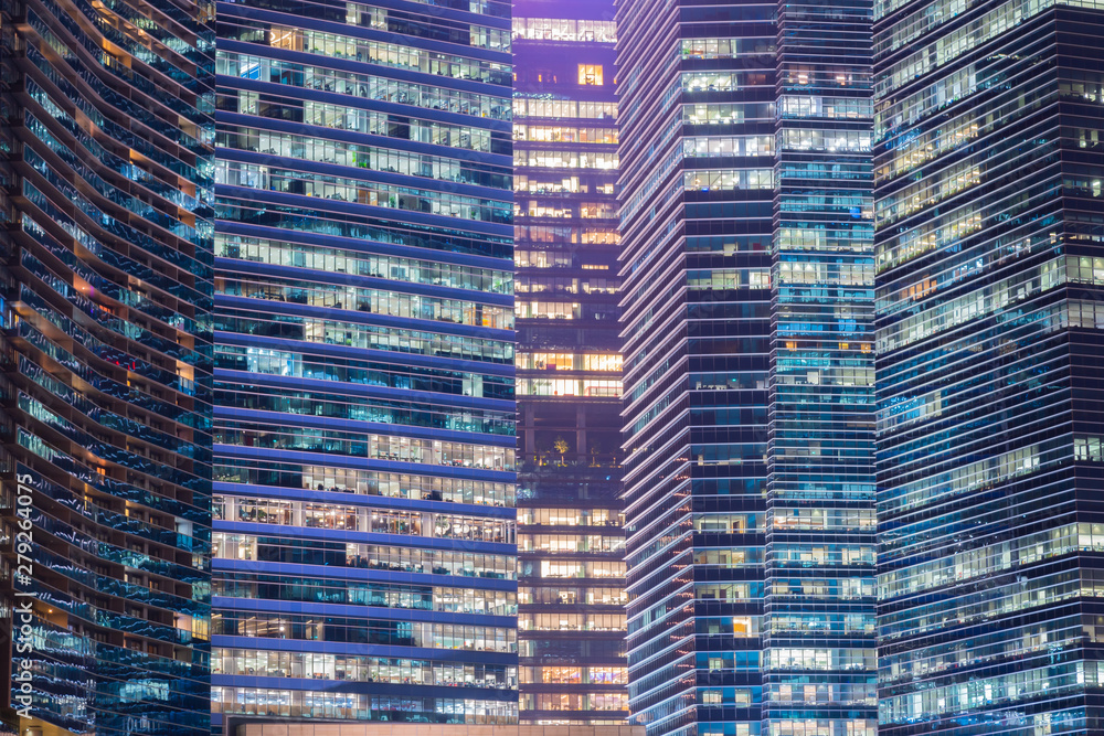 Lighting of windows skyscraper.