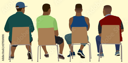 Seated Black Men Viewed from behind
