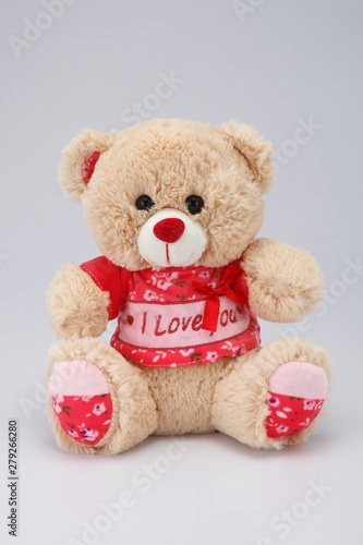 teddy bear with red shirt
