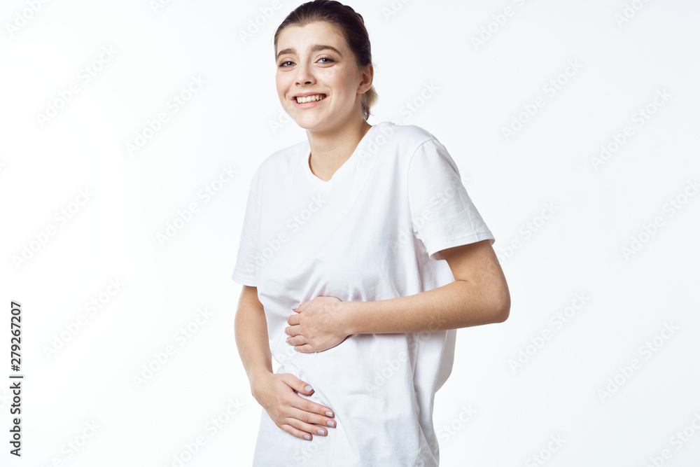 portrait of young woman with thumbs up
