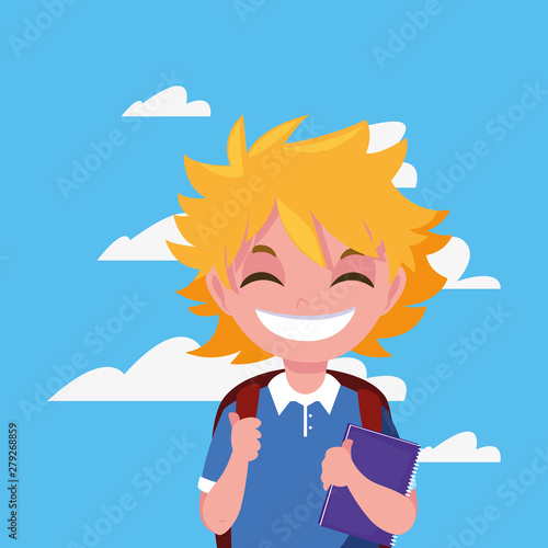 school boy with bag in the outdoors