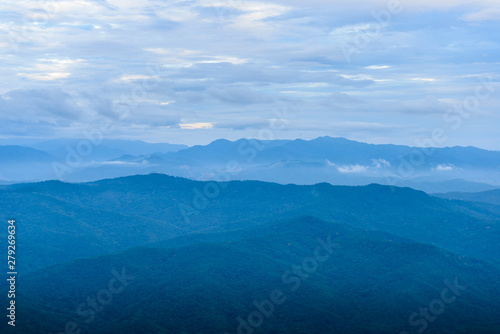 Viewpoint sea of mist  Beautiful mountain view with fog  sunrise scene  Doi Samer Dao