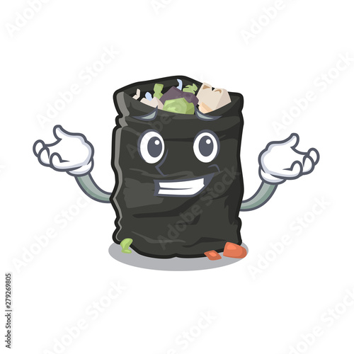 Grinning garbage bag in the cartoon shape