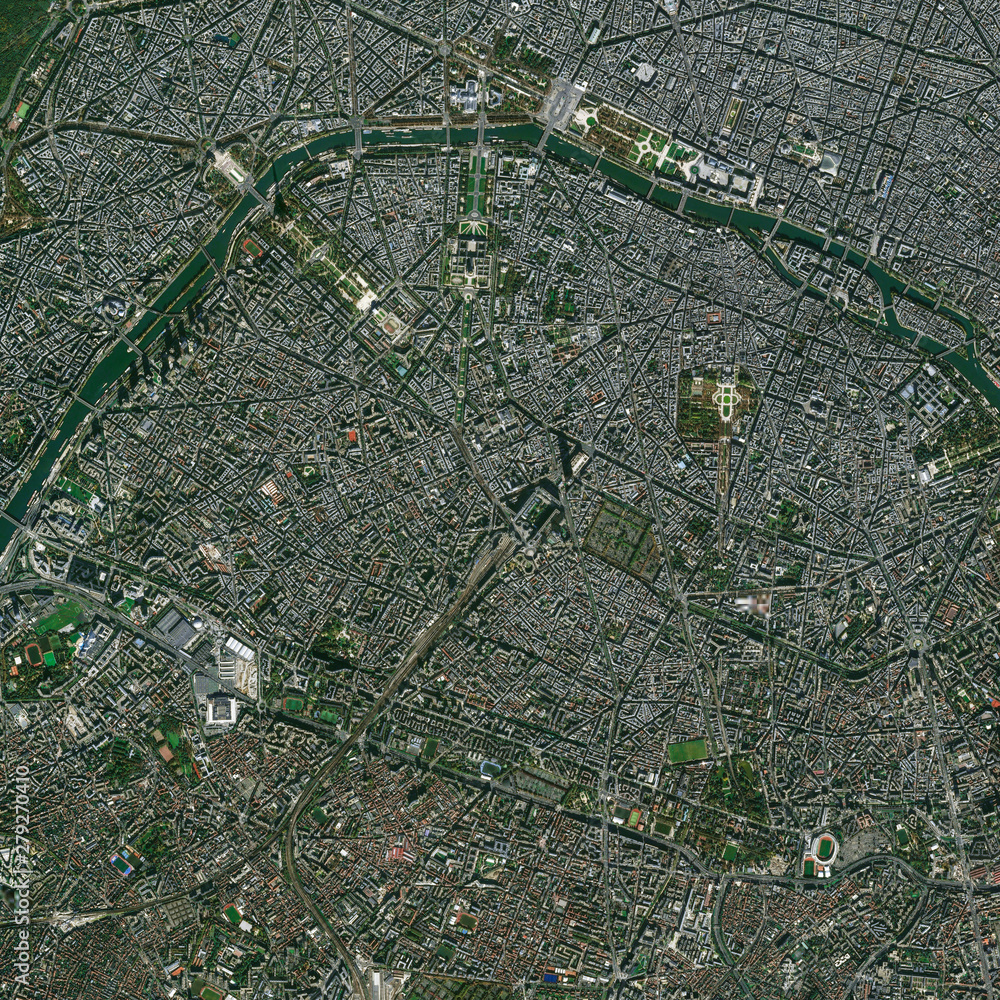 High resolution Satellite image of Paris, France (Isolated imagery of