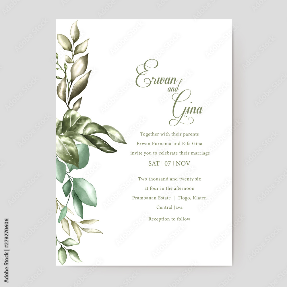 watercolor wedding invitation card template