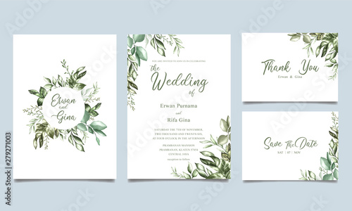 watercolor wedding invitation card template