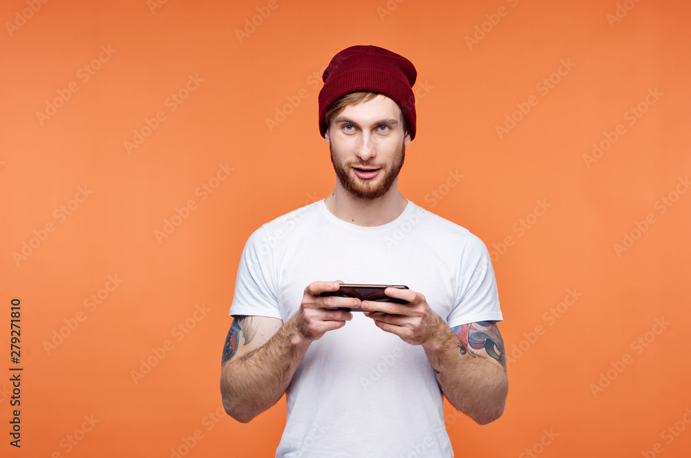 young man with remote control young man with remote control