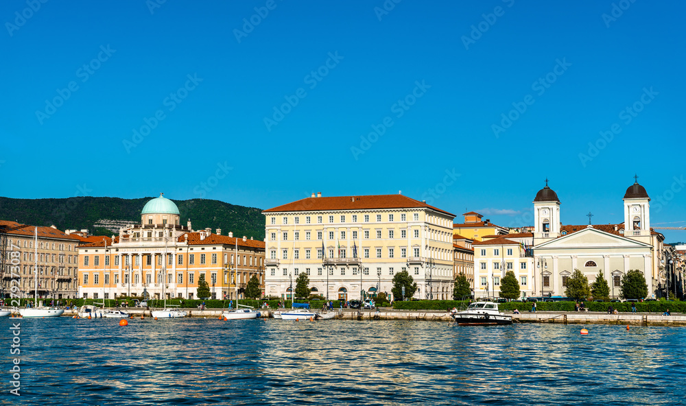 Buildings at the embankment in Trieste, Italy