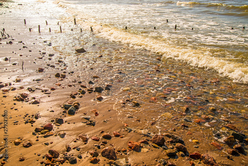 Fototapeta Naklejka Na Ścianę i Meble -  beach of the Baltic sea in Poland with pebbles