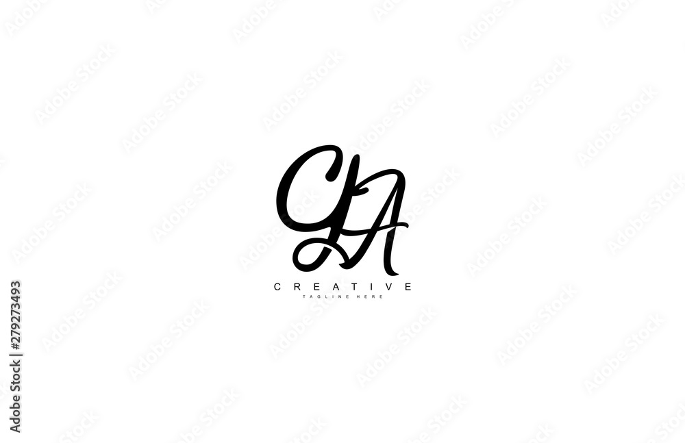 GA Letter Linked Script Calligraphy Creative Logo Design GA Letter Linked Script Calligraphy Creative Logo Design