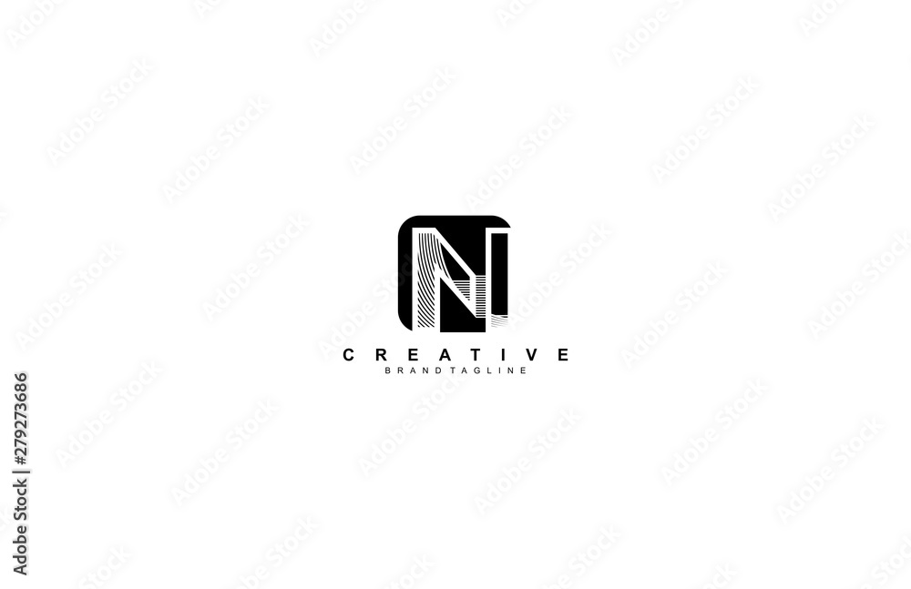N Letter Isolated Square Modern Stripes Monogram Style Logotype N Letter Isolated Square Modern Stripes Monogram Style Logotype