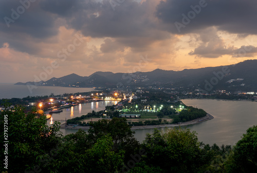 Beautiful light in Samui city on twilight time, day to night city