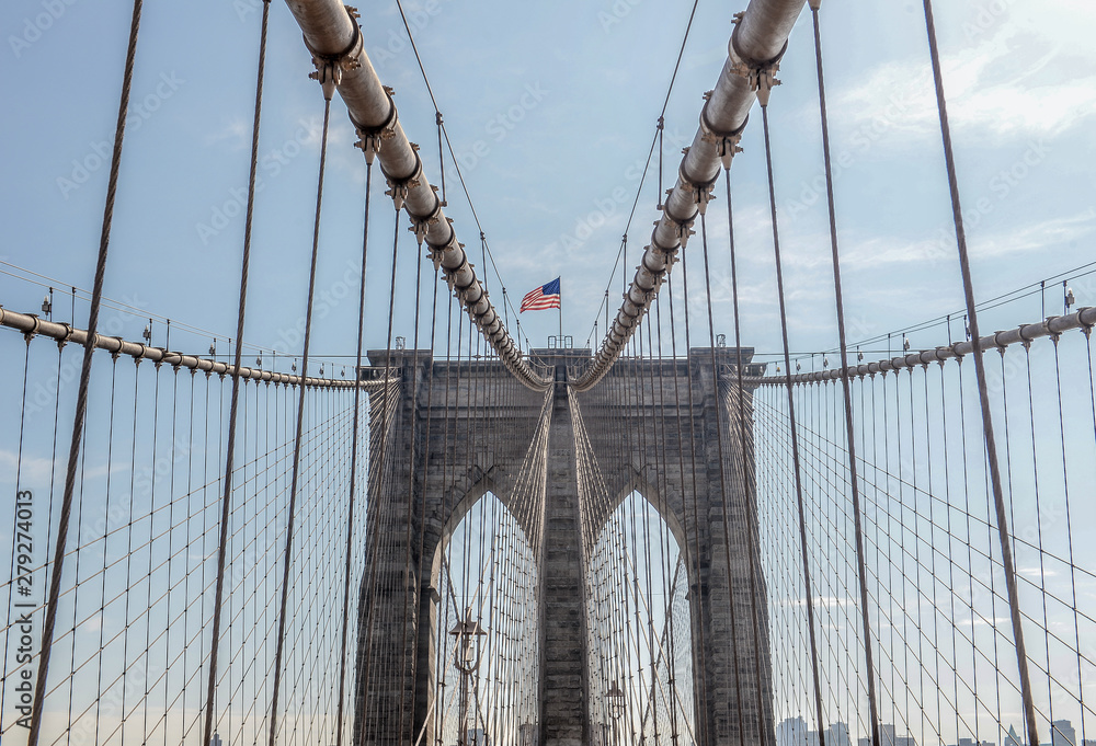Fototapeta premium Bridge and USA flag 
