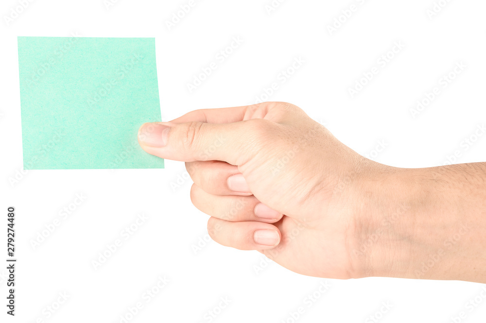Hand hold virtual business card, credit card or blank paper Hand hold virtual business card, credit card or blank paper