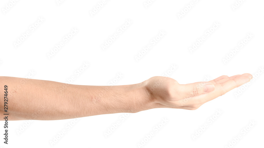 Hand open and ready to help or receive. Gesture isolated on white background with clipping path. Hand open and ready to help or receive. Gesture isolated on white background with clipping path.