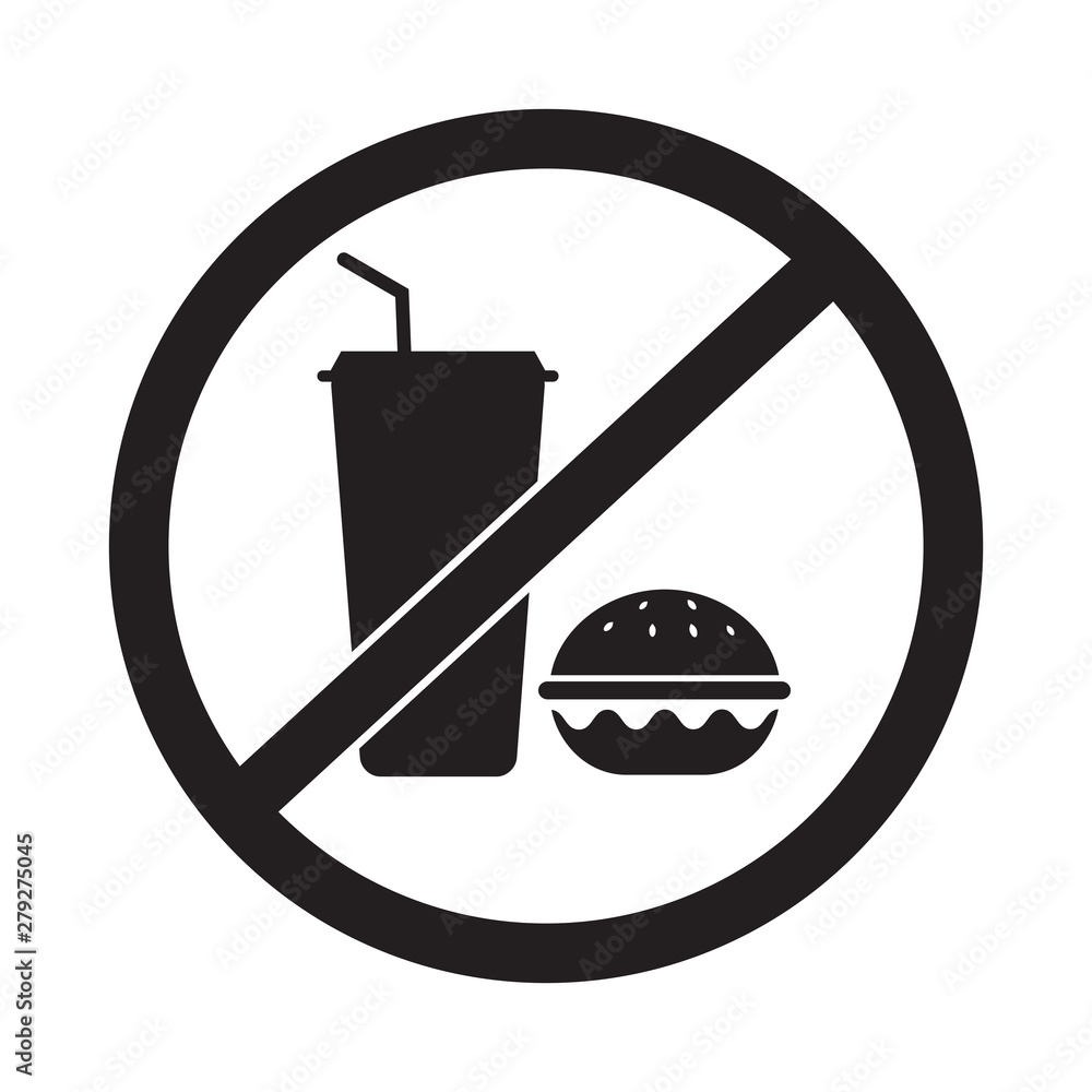 Vecteur Stock No food or drink. No food or drink area sign.Do not eat