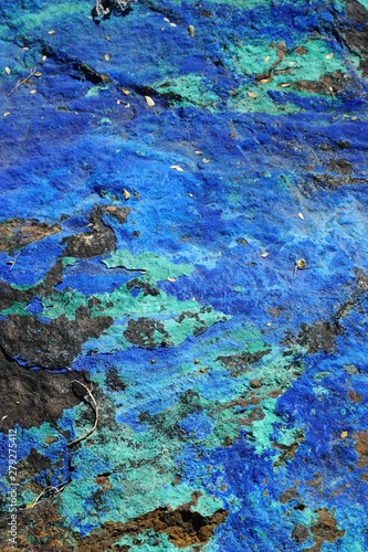 Macro detail of colorful blue and green azurite and malachite rock specimen