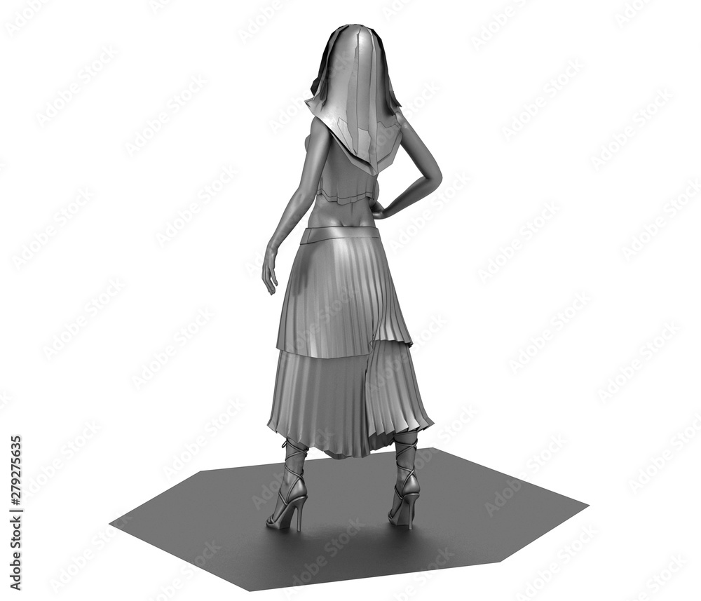 woman character, 3D illustration, sketch, outline woman character, 3D illustration, sketch, outline