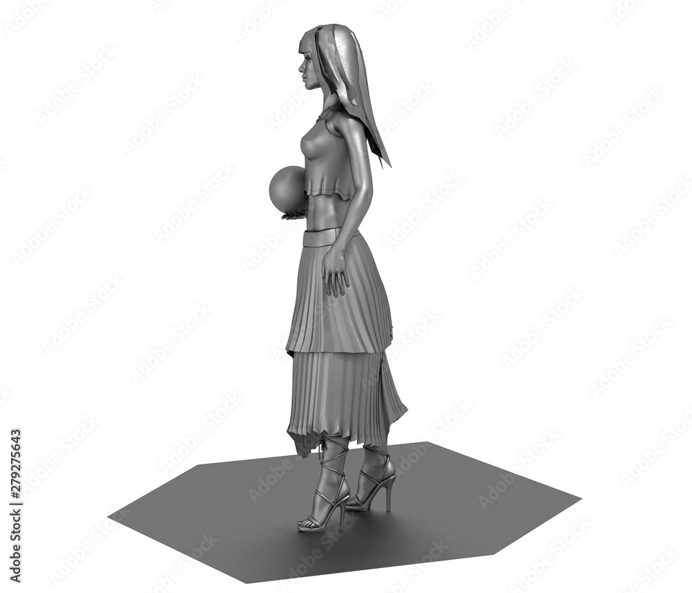 Fototapeta premium woman character, 3D illustration, sketch, outline