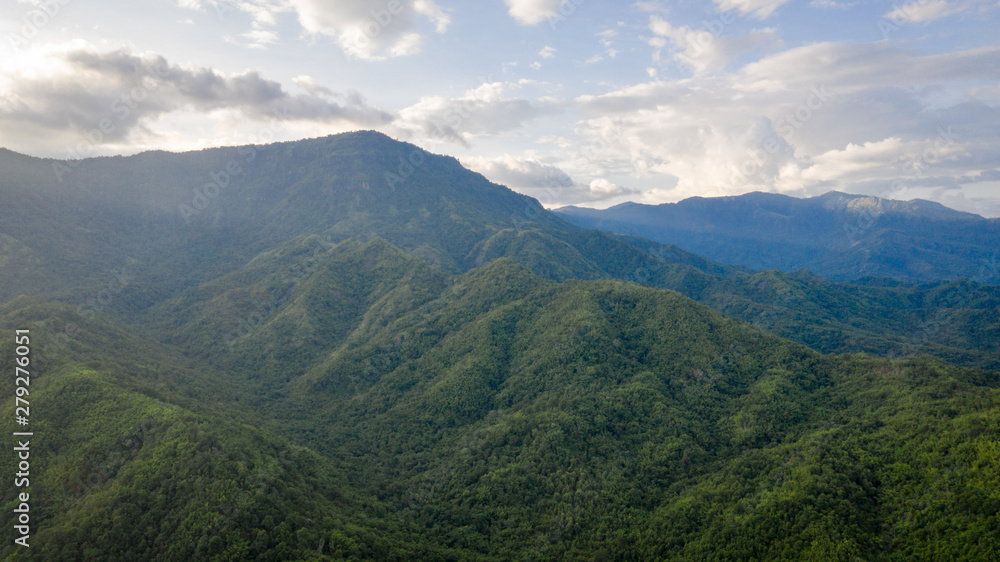 Aerial view of mountains and chewed roads on the mountain during sunset at Khao Kho Viewpoint, Phetchabun Province, Thailand Aerial view of mountains and chewed roads on the mountain during sunset at Khao Kho Viewpoint, Phetchabun Province, Thailand