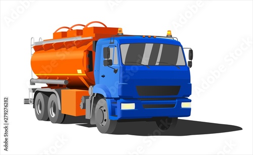 Gasoline Tank Truck; Tanker; Fuel truck. Modern flat Vector illustration on white background.