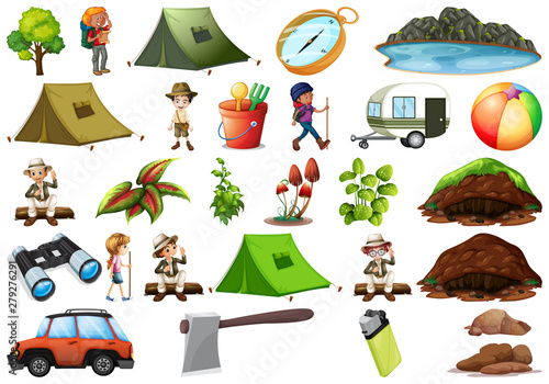 set of different outdoors objects
