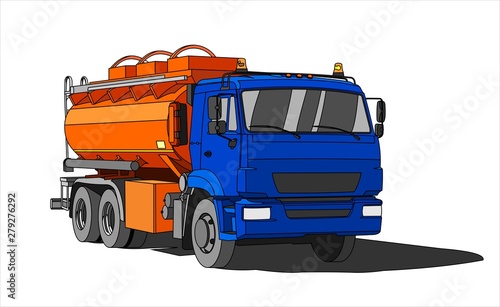 Gasoline Tank Truck; Tanker; Fuel truck. Modern flat Vector illustration on white background.