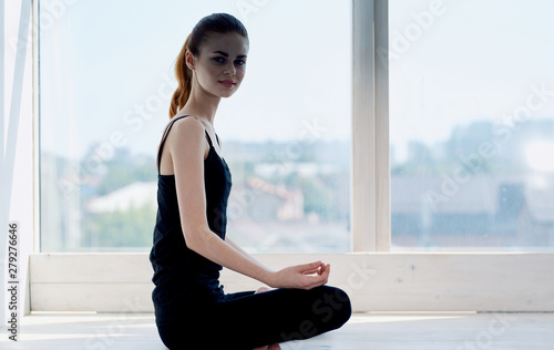Free Download woman doing yoga on beach - GFXLoad