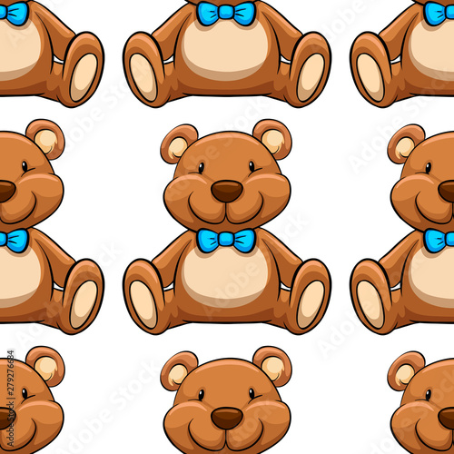 Seamless pattern tile cartoon with teddy bear