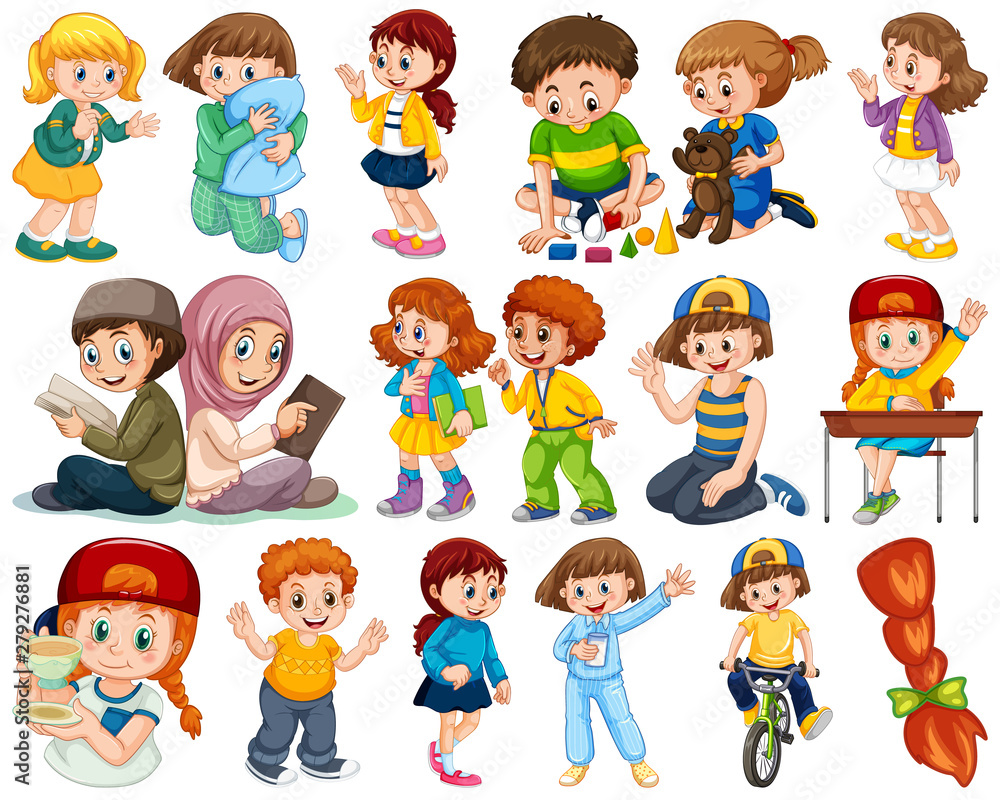 Kids in large group acting our varoous roles Kids in large group acting our varoous roles