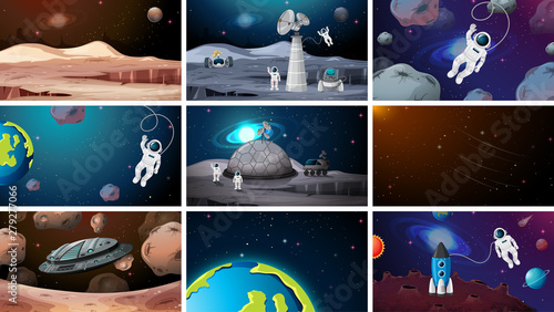 Set of space backgrounds
