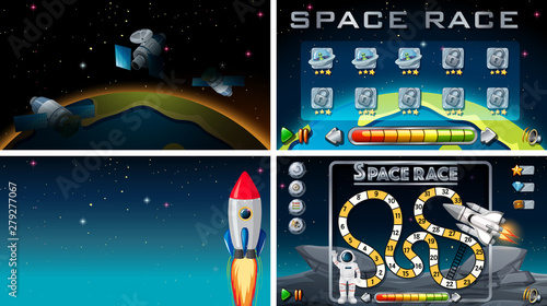 Set of space scenes