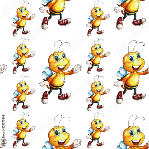 Seamless pattern tile cartoon with bee