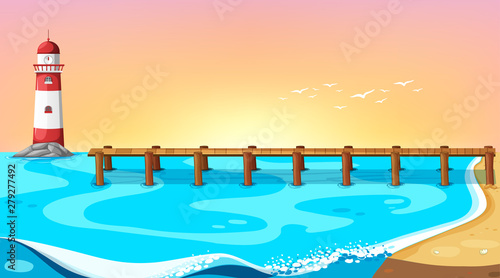 Beach scene with pier