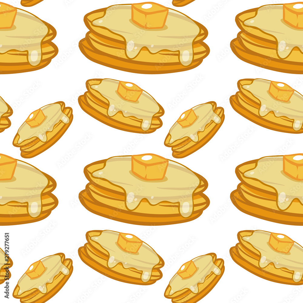 Seamless pattern tile cartoon with pancakes Seamless pattern tile cartoon with pancakes