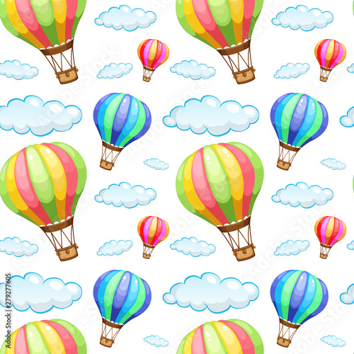 Seamless pattern tile cartoon with hot air balloons