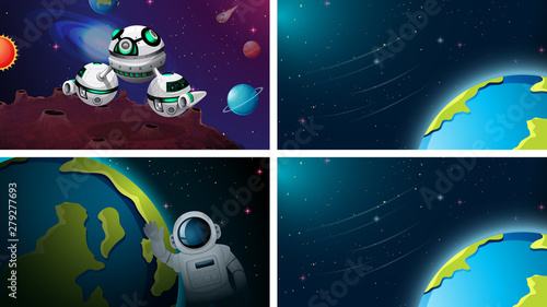 Set of space scenes