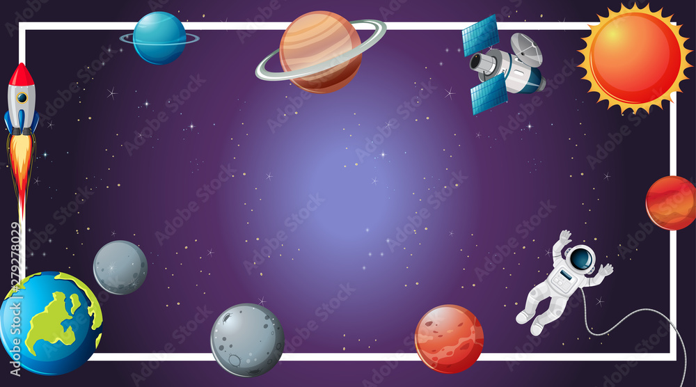 Naklejka premium Solar system border scene