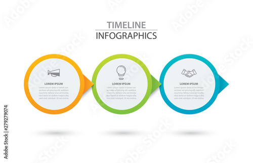 Infographics timeline circle paper with 3 data template. Vector illustration abstract background. Can be used for workflow layout, business step, brochure, flyers, banner, web design.