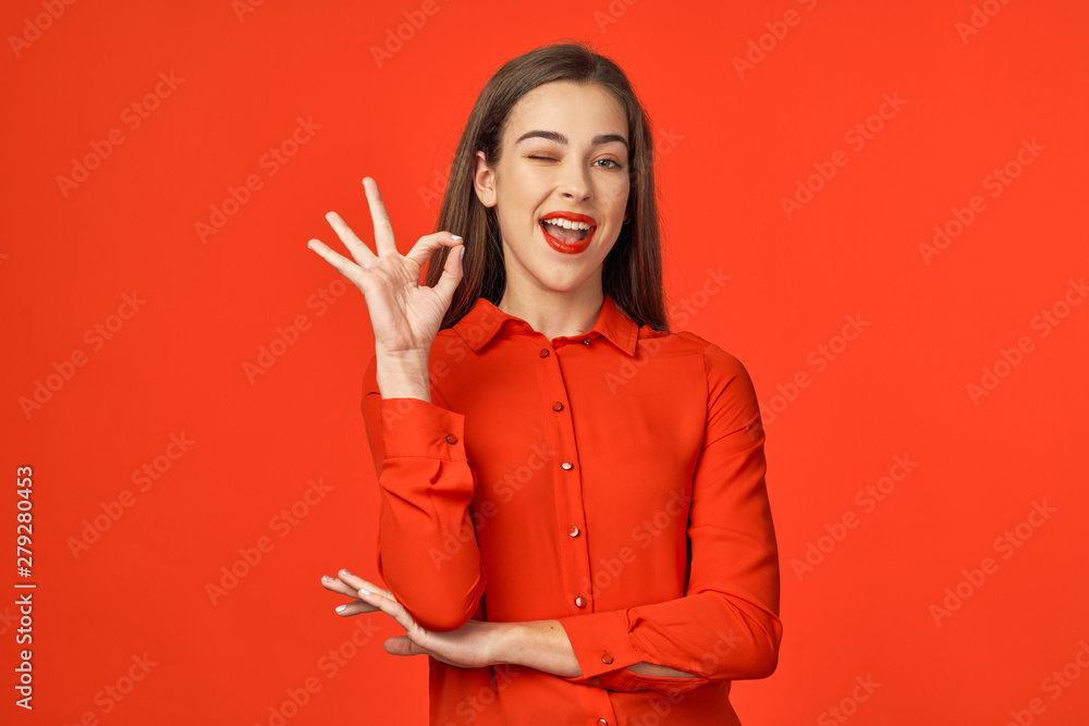 portrait of a woman with funny expression portrait of a woman with funny expression