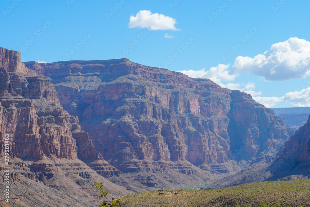 Picturesque landscape view of Grand Canyon National Park during sunny day. Arizona, USA. Famous travel destination.