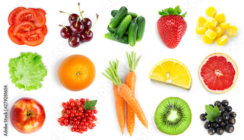 Collection of fruits and vegetables. Top view