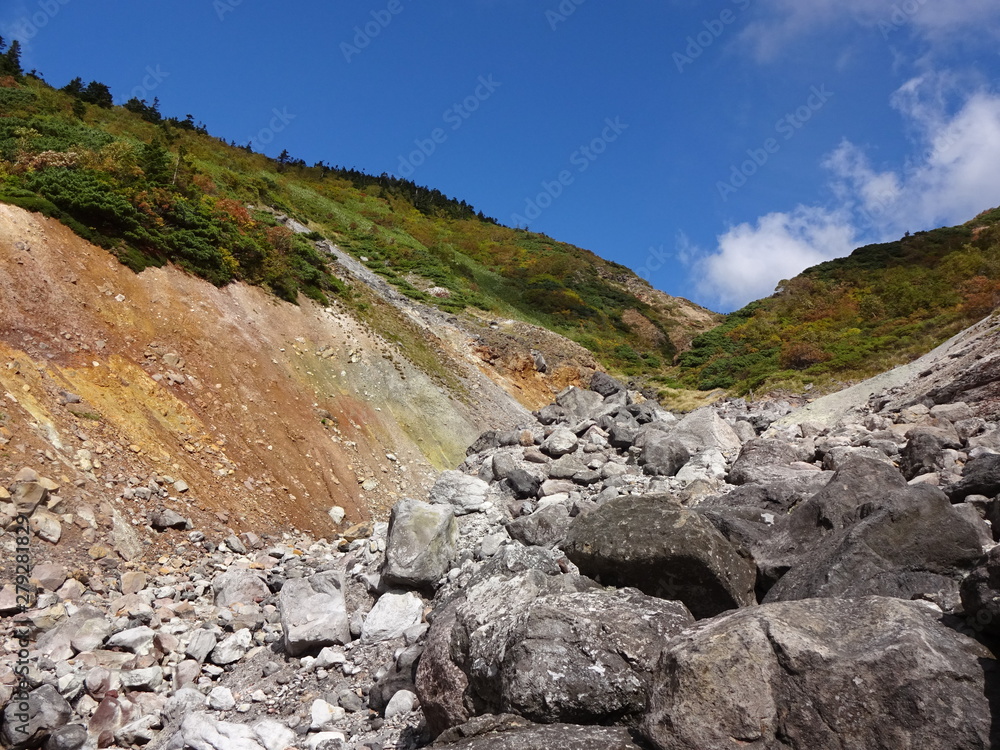 Obraz premium Landscape with Rocks and mountain in Aomori, Japan