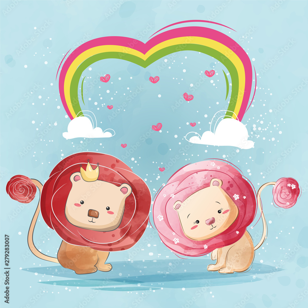 Couple Rose Haired Lion Couple Rose Haired Lion