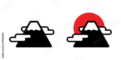 Fuji mountain vector icon logo japan snow mountain illustration symbol cartoon character hill wood forest design