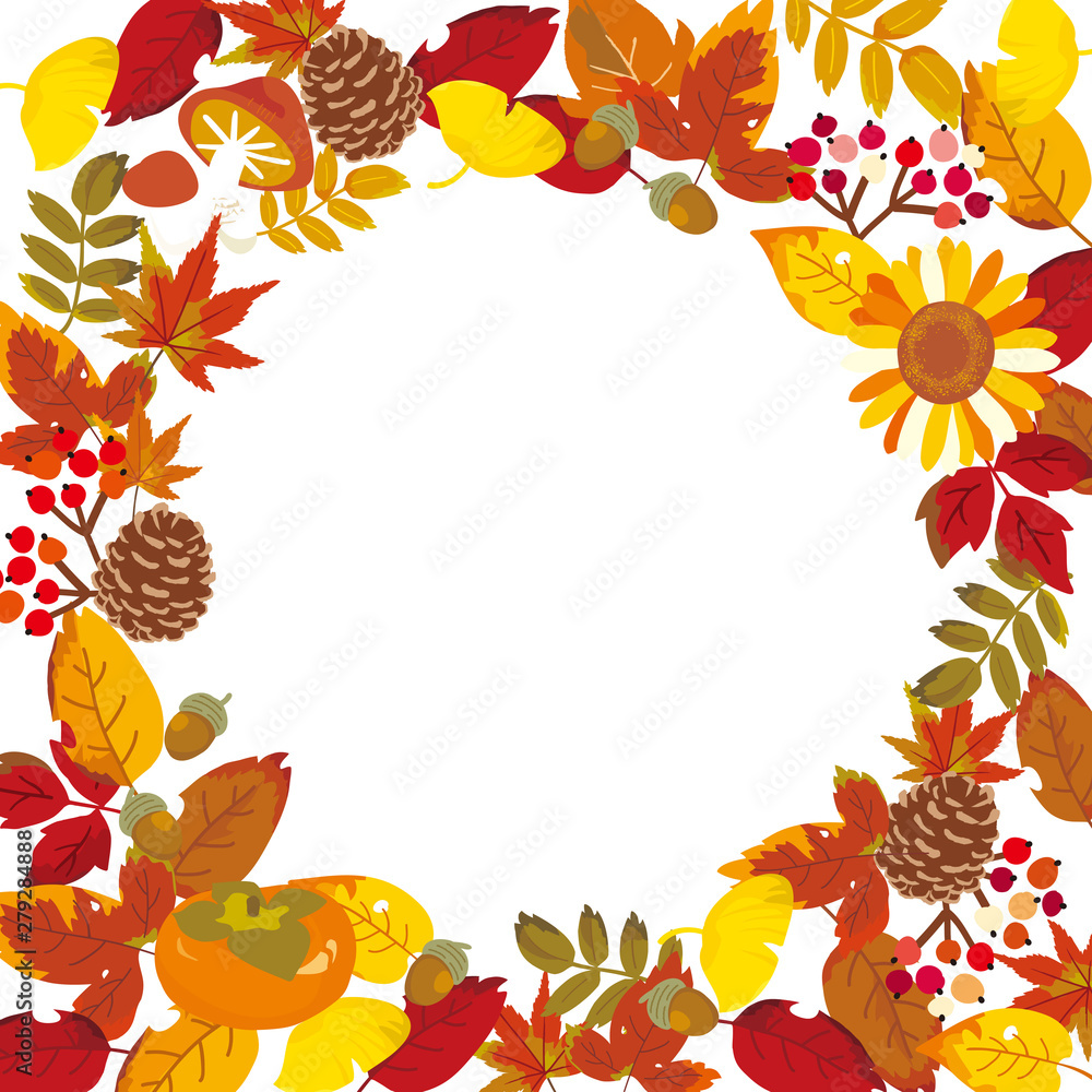 秋の背景イラスト 紅葉と木の実 Stock Vector Adobe Stock